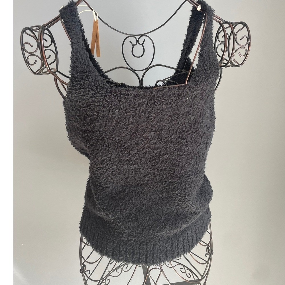 NWT SKIMS Cozy Knit Tank Onyx Black Boucle Kim Kardashian Loungewear Top 2X/3X - Picture 3 of 7